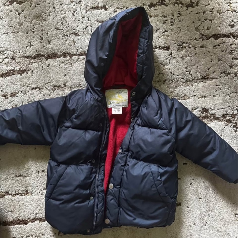 Zara Kids Dark Blue Puffer Jacket with Red Lining